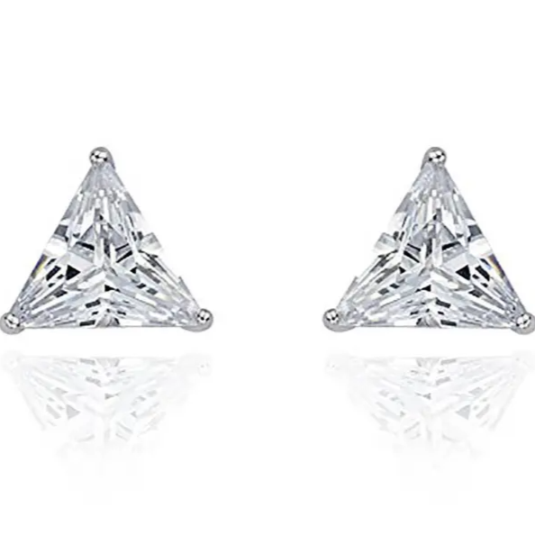 1.0CT Moissanite Triangle Diamond Stud Earrings  customdiamjewel Sterling Silver White Gold VVS-EF