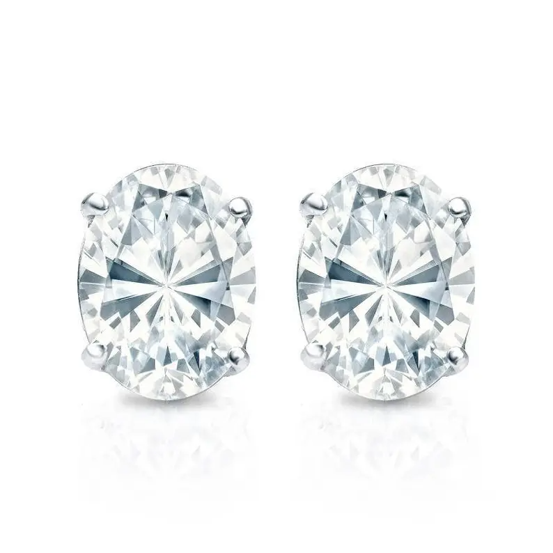 1.0CT Oval Cut Moissanite Stud Earrings  customdiamjewel Sterling Silver White Gold VVS-EF