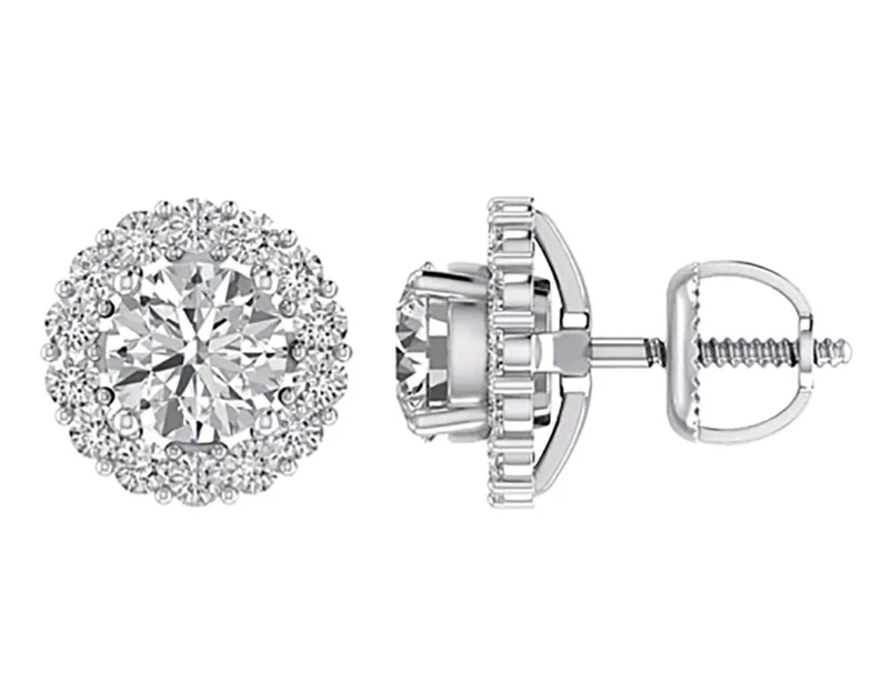 2.0CT Moissanite Round Stud Diamond Earring  customdiamjewel   