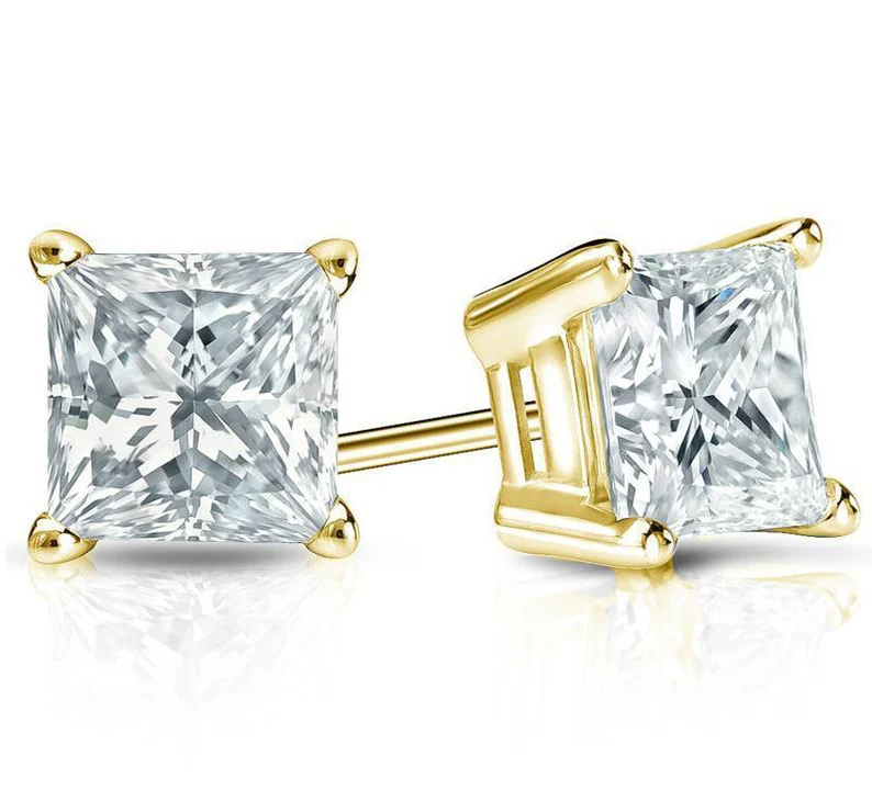 0.5CT Moissanite Princess Stud Diamond Earrings  customdiamjewel   