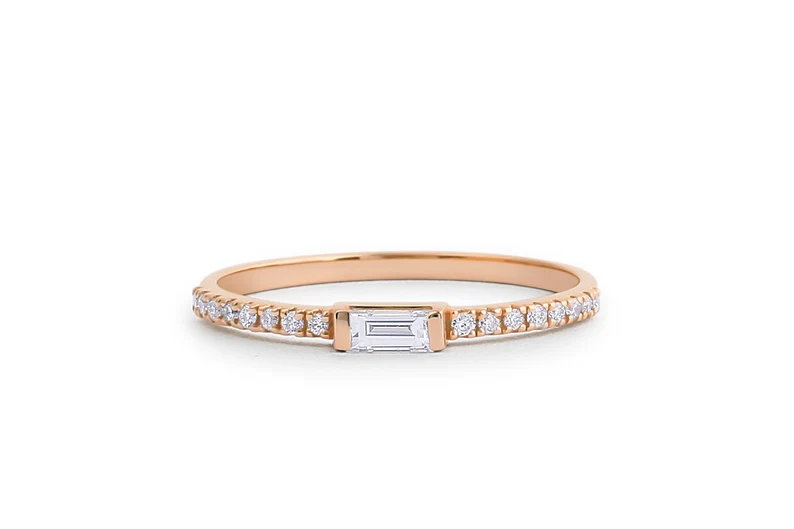 14k Gold Baguette Diamond Thin Wedding Ring  customdiamjewel 10 KT Solid Gold Rose Gold VVS-EF