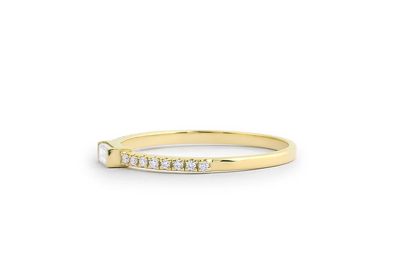 14k Gold Baguette Diamond Thin Wedding Ring  customdiamjewel   