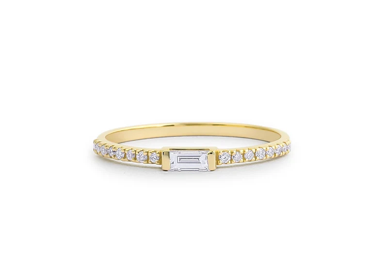 14k Gold Baguette Diamond Thin Wedding Ring  customdiamjewel 10 KT Solid Gold Yellow Gold VVS-EF