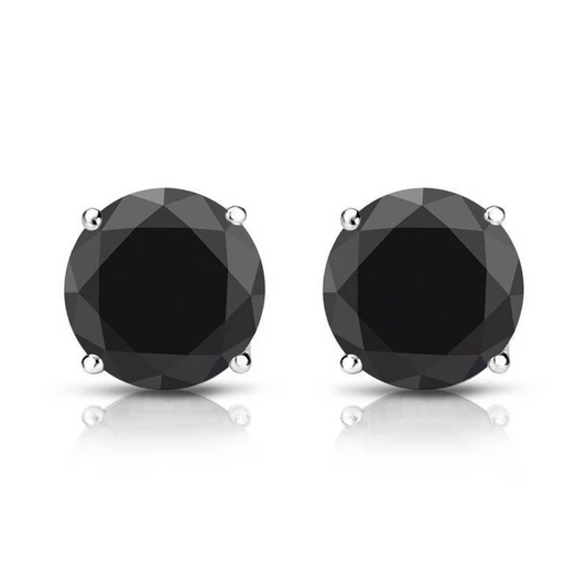 1.0CT Black Moissanite Stud Diamond Earrings  customdiamjewel Sterling Silver White Gold VVS-EF