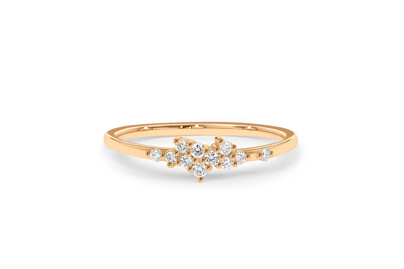 Simple Gold Cluster Diamond Wedding Ring  customdiamjewel 10 KT Solid Gold Rose Gold VVS-EF