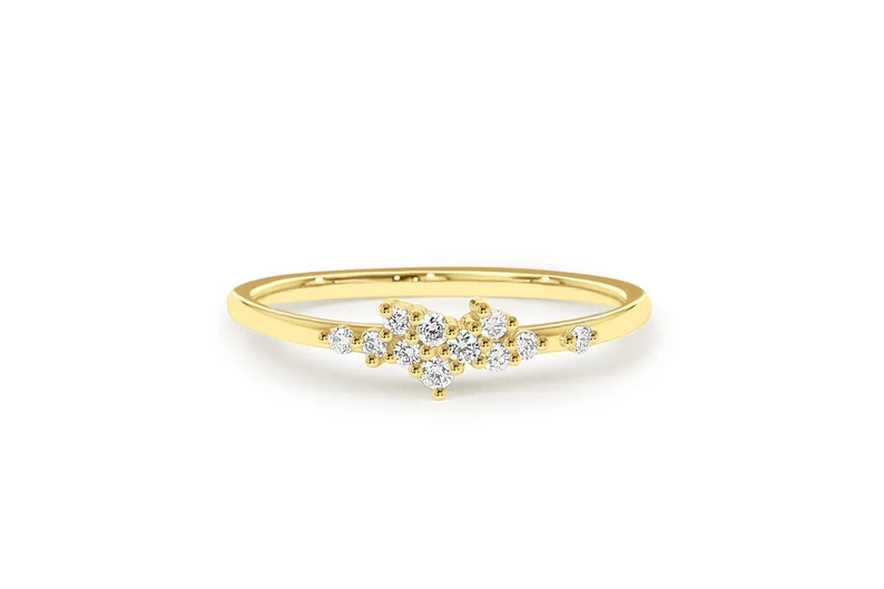 Simple Gold Cluster Diamond Wedding Ring  customdiamjewel 10 KT Solid Gold Yellow Gold VVS-EF