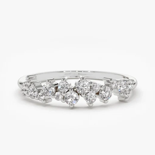 0.39CTW Cluster Diamond Cocktail Wedding Ring  customdiamjewel 10 KT Solid Gold White Gold VVS-EF