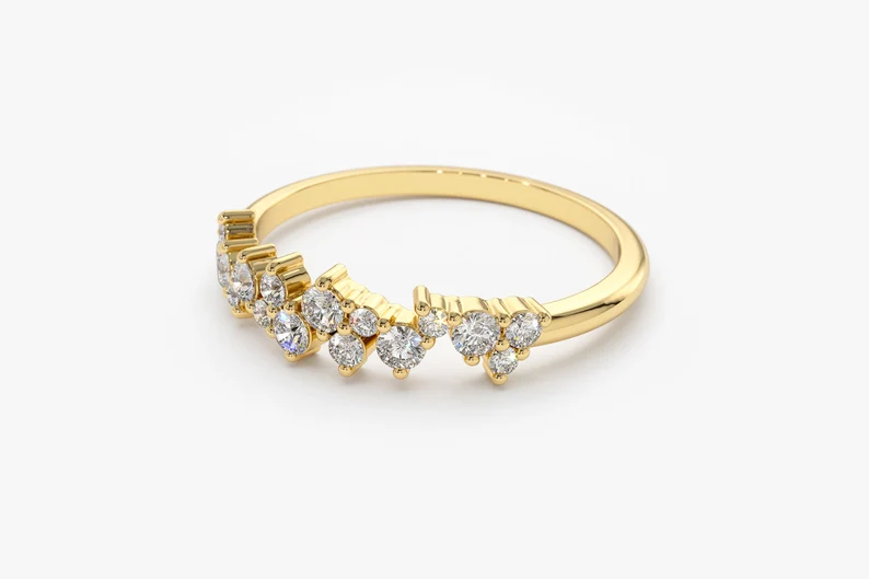 0.39CTW Cluster Diamond Cocktail Wedding Ring  customdiamjewel   