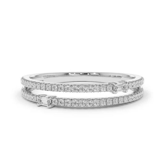 14k Gold Double Row Micro Pave Baguette Diamonds Wedding Ring  customdiamjewel 10 KT Solid Gold White Gold VVS-EF