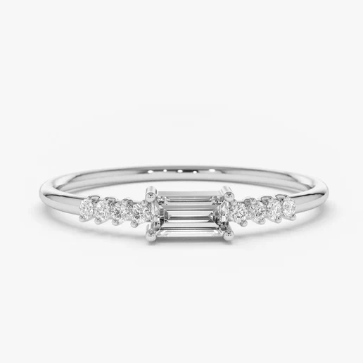 0.25CTW East West Baguette Natural Diamond Wedding Band  customdiamjewel 10KT White Gold VVS-EF