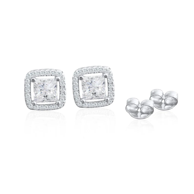 0.1CT Moissanite Princess Cut diamond earring  customdiamjewel   