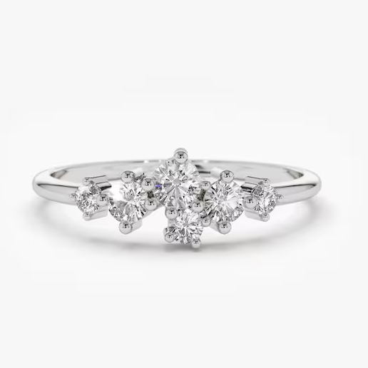 0.45CTW Large Multi Stone Diamond Cluster Wedding Ring  customdiamjewel 10 KT Solid Gold White Gold VVS-EF