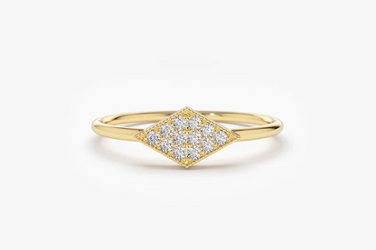 Unique Geometric Shaped 14K Micro Pave Diamond Wedding Ring  customdiamjewel 10 KT Solid Gold Yellow Gold VVS-EF