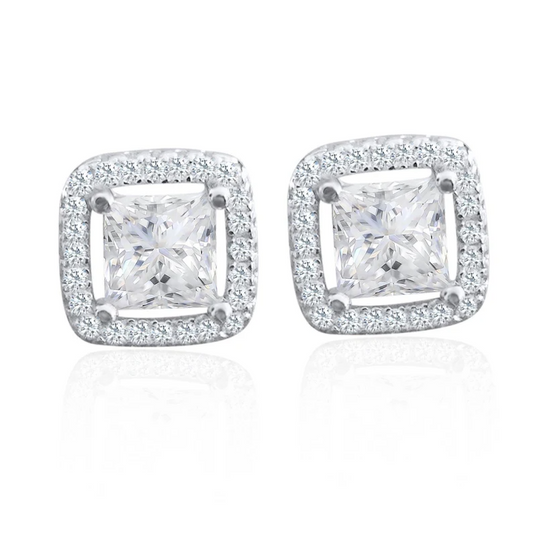 0.1CT Moissanite Princess Cut diamond earring  customdiamjewel Sterling Silver White Gold VVS-EF