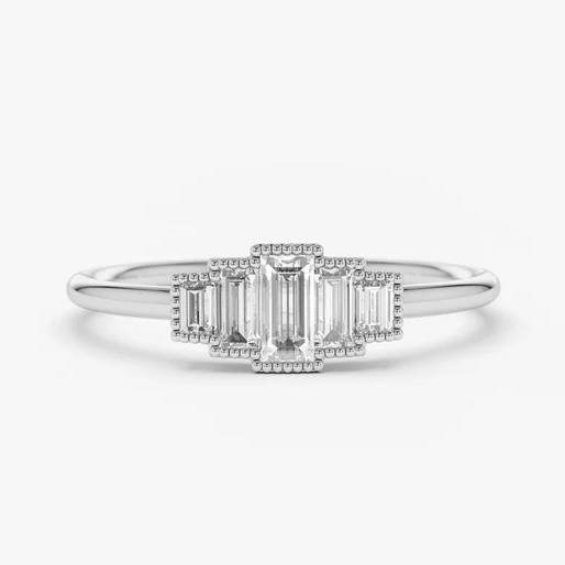 14k Gold Step Cut Alternative Baguette Diamond Wedding Ring  customdiamjewel 10 KT Solid Gold White Gold VVS-EF