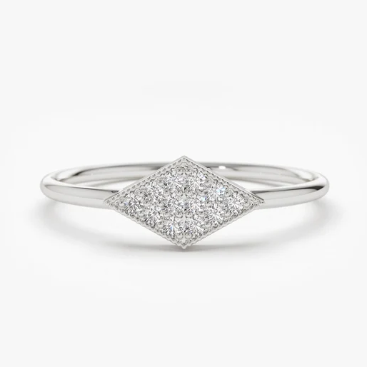 Unique Geometric Shaped 14K Micro Pave Diamond Wedding Ring  customdiamjewel 10 KT Solid Gold White Gold VVS-EF