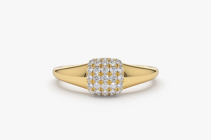 14k Solid Gold Pave Setting Diamond Pinky Ring  customdiamjewel 10 KT Solid Gold Yellow Gold VVS-EF