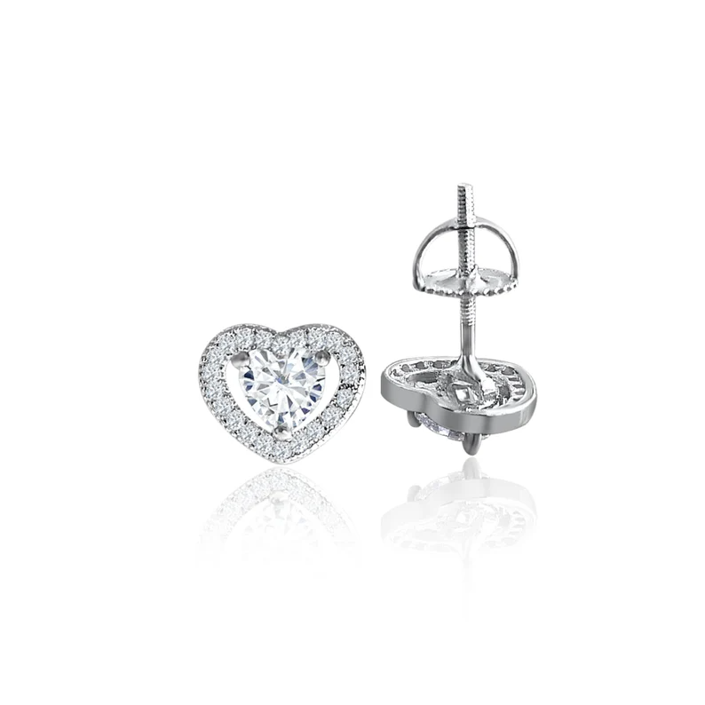 0.2CT Moissanite Heart Shape Earrings  customdiamjewel   