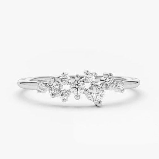 Dainty Cluster Diamond Stackable Wedding Band  customdiamjewel 10KT White Gold VVS-EF