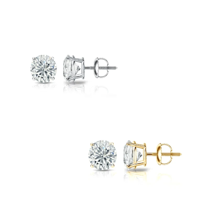 2.0CT Moissanite Solitaire Diamond Stud Earring  customdiamjewel   