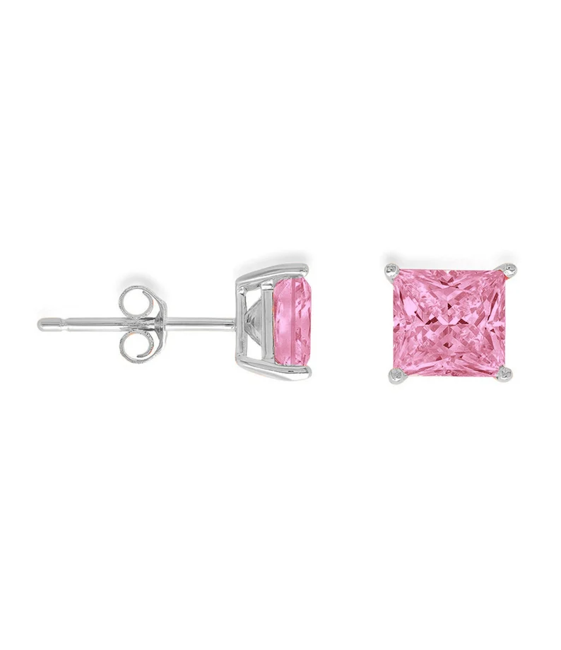 1.0CTW Pink Moissanite Stud Diamond Earrings  customdiamjewel   