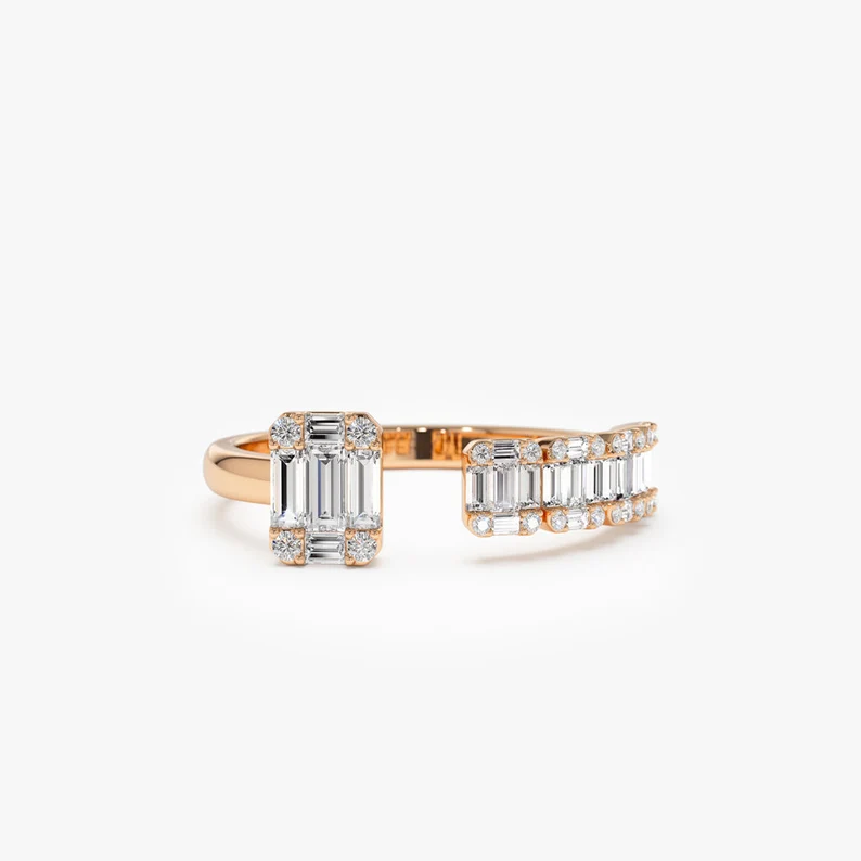 Illusion Setting Floating Baguette Cut Certified Diamond Wedding Band  customdiamjewel 10 KT Solid Gold Rose Gold VVS-EF