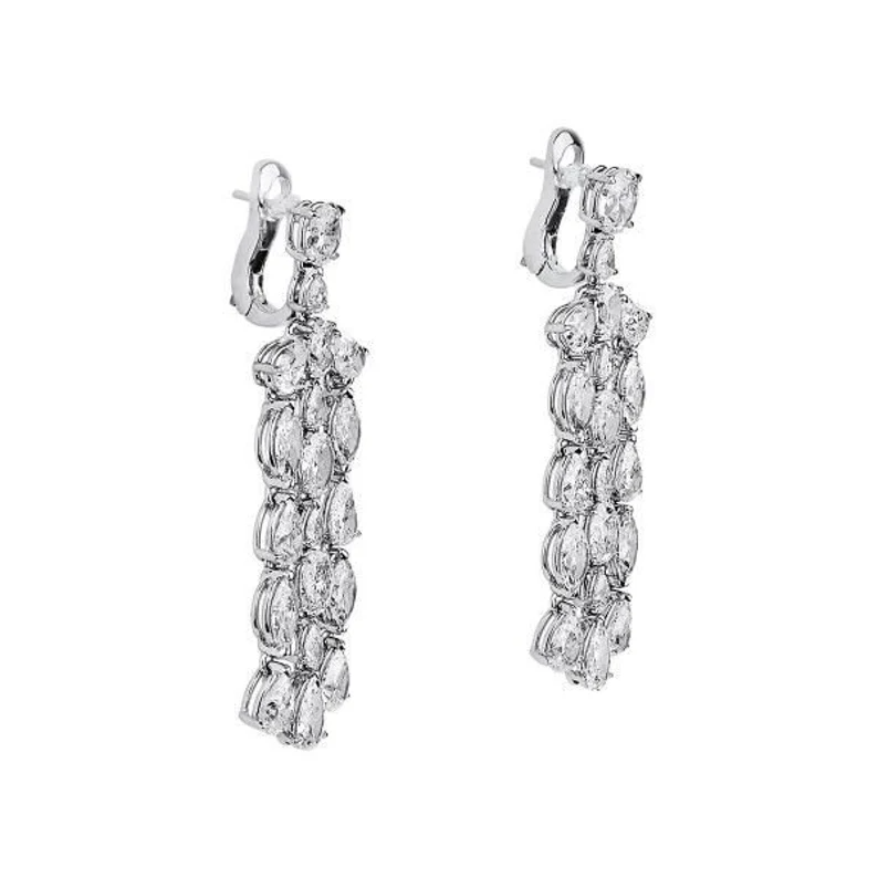 Stunning Moissanite Diamond Statement Drop Earrings 18K Gold Earrings  customdiamjewel   