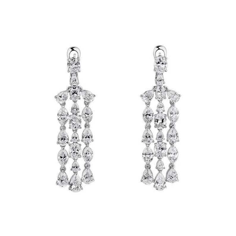 Stunning Moissanite Diamond Statement Drop Earrings 18K Gold Earrings  customdiamjewel Sterling Silver White Gold VVS-EF