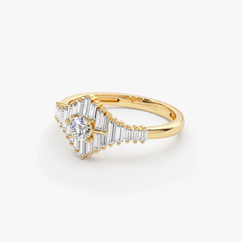 Art Deco Inspired Alternative Baguette Diamond Wedding Ring  customdiamjewel   