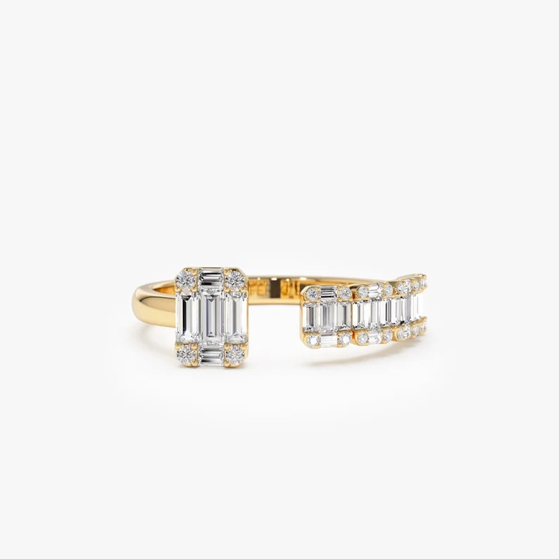 Illusion Setting Floating Baguette Cut Certified Diamond Wedding Band  customdiamjewel 10 KT Solid Gold Yellow Gold VVS-EF