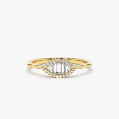 Marquise Shaped Baguette Diamond Wedding Band in Halo Setting  customdiamjewel 10KT Yellow Gold VVS-EF