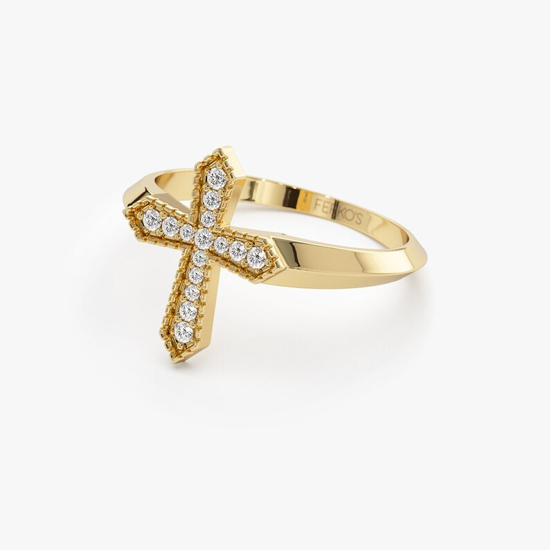 Pave Setting Religious Diamond Cross Wedding Ring  customdiamjewel   