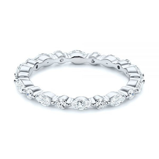 Multi Shape Moissanite Eternity Wedding Band  customdiamjewel 10KT White Gold VVS-EF