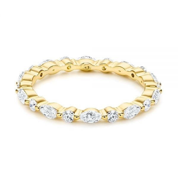 Multi Shape Moissanite Eternity Wedding Band  customdiamjewel 10KT Yellow Gold VVS-EF