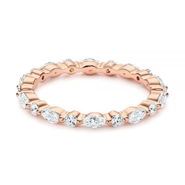 Multi Shape Moissanite Eternity Wedding Band  customdiamjewel 10KT Rose Gold VVS-EF