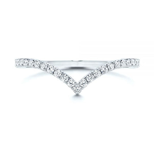 V-Shaped Moissanite Wedding Ring  customdiamjewel 10KT White Gold VVS-EF