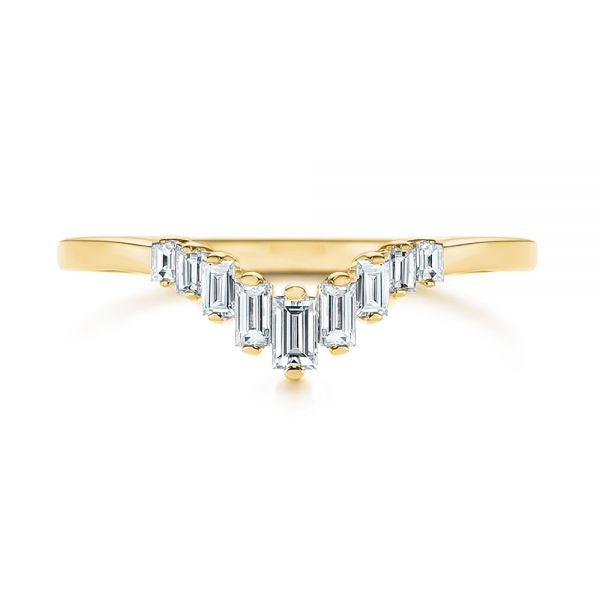 Baguette Cut V Shape Moissanite Wedding Band  customdiamjewel 10KT Yellow Gold VVS-EF