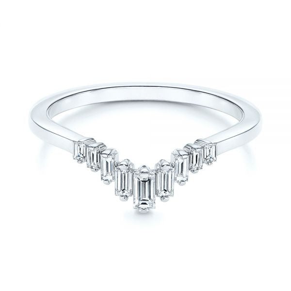 Baguette Cut V Shape Moissanite Wedding Band  customdiamjewel   