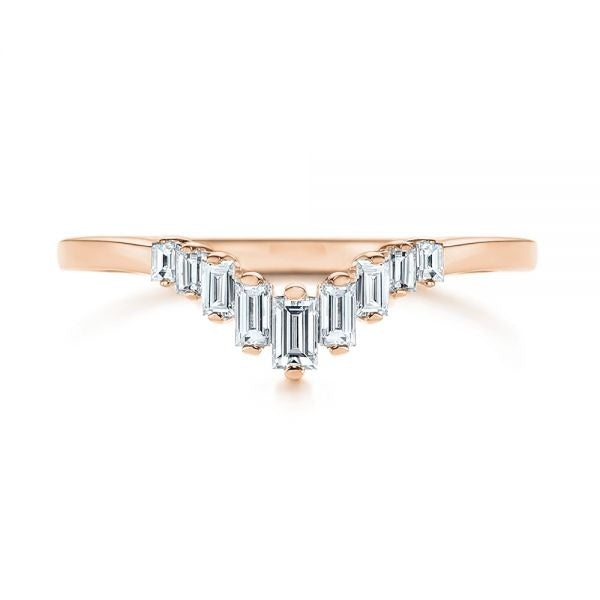 Baguette Cut V Shape Moissanite Wedding Band  customdiamjewel 10KT Rose Gold VVS-EF