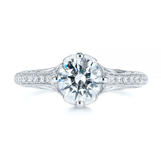 Vintage Inspired Moissanite Engagement Ring  customdiamjewel 10KT White Gold VVS-EF