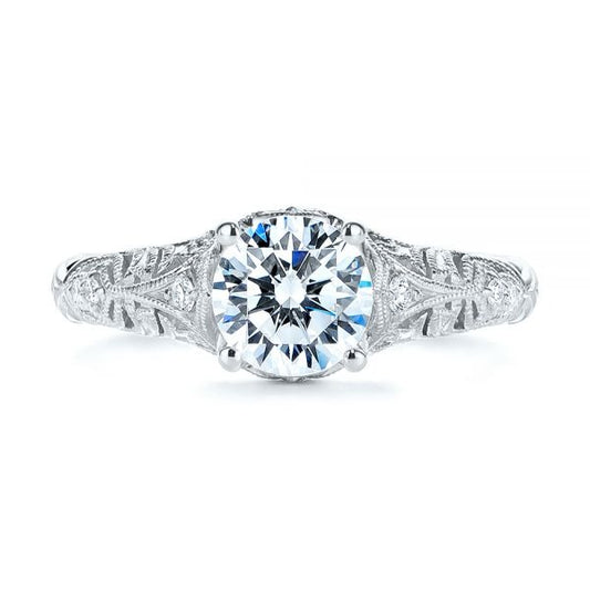 Vintage Style Filigree Moissanite Engagement Ring  customdiamjewel 10KT White Gold VVS-EF