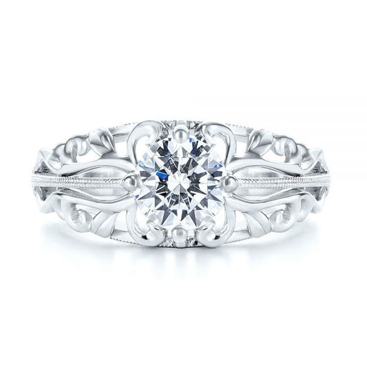 Vintage Style Filigree Moissanite Engagement Ring  customdiamjewel 10KT White Gold VVS-EF