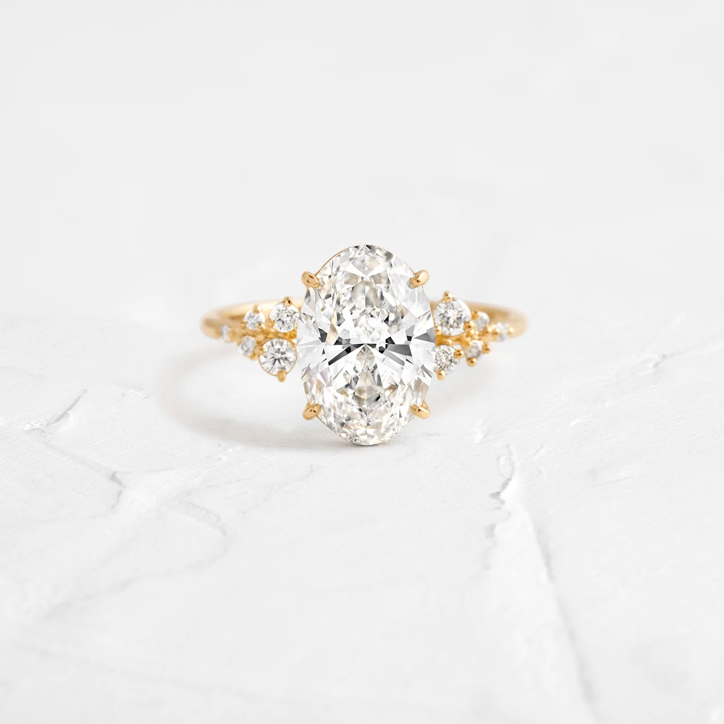 Antique Oval Cut Moissanite Cluster Engagement Ring  customdiamjewel 10KT Yellow Gold VVS-EF