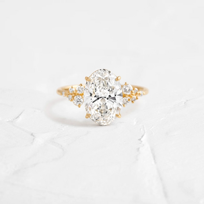 Antique Oval Cut Moissanite Cluster Engagement Ring  customdiamjewel 10KT Yellow Gold VVS-EF