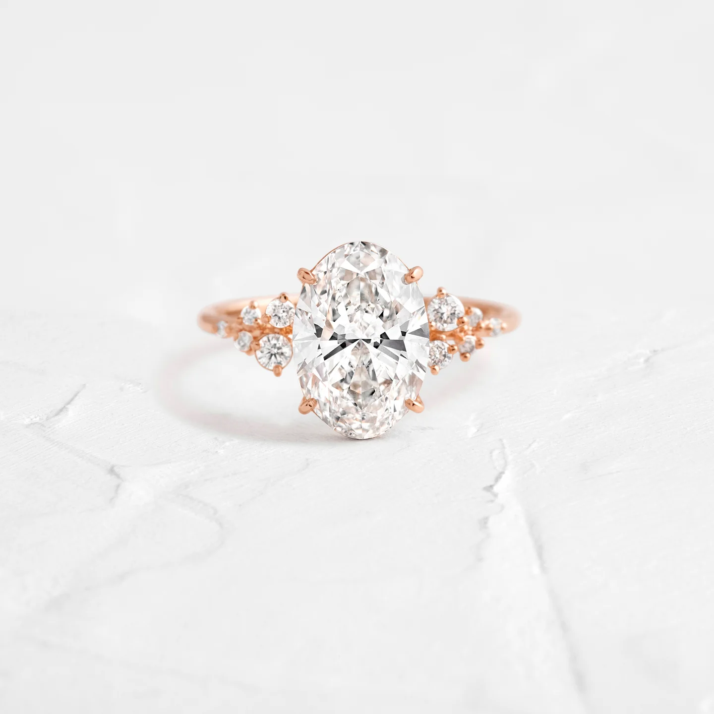 Antique Oval Cut Moissanite Cluster Engagement Ring  customdiamjewel 10KT Rose Gold VVS-EF