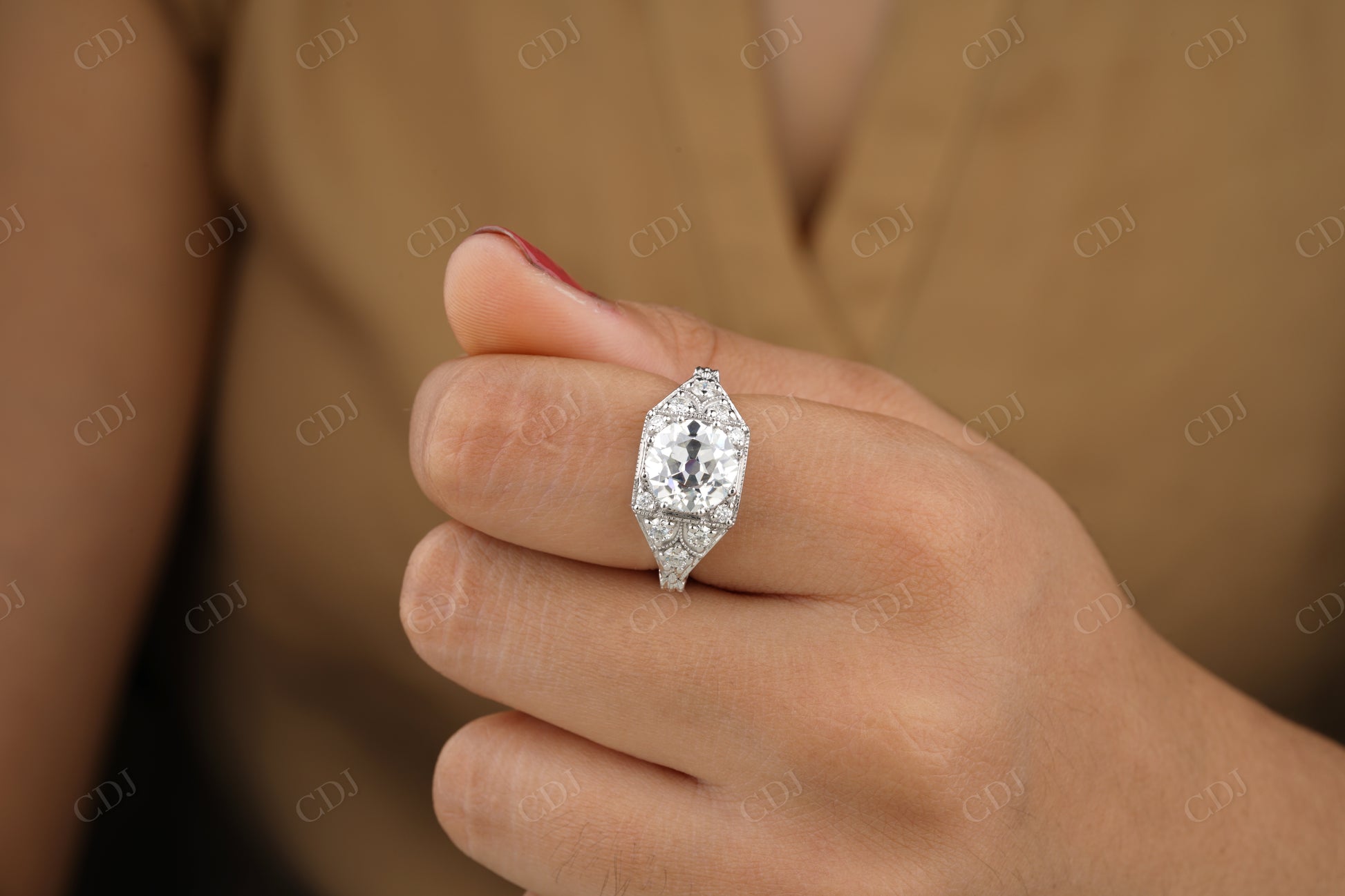 3.00CT Antique Old European Round Cut Moissanite Engagement Ring  customdiamjewel   