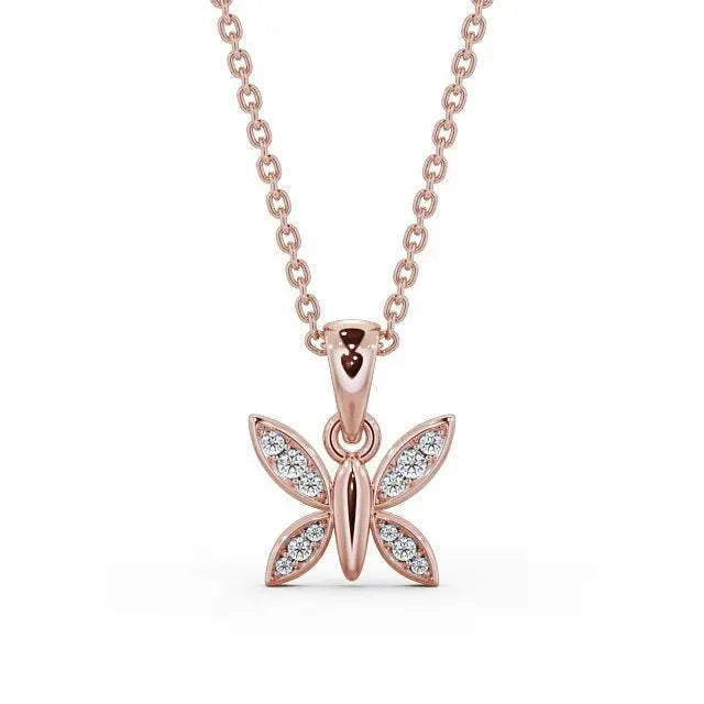 0.14CT Butterfly Shaped Lab Grown Diamond Pendant  customdiamjewel 10KT Rose Gold VVS-EF