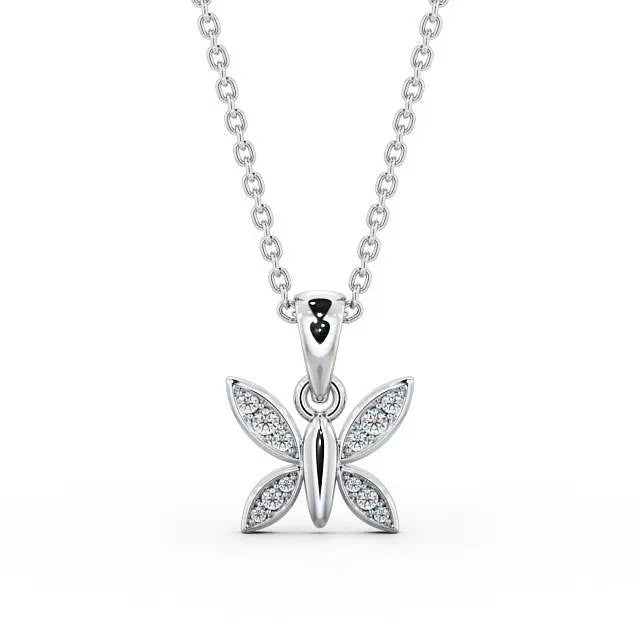 0.14CT Butterfly Shaped Lab Grown Diamond Pendant  customdiamjewel 10KT White Gold VVS-EF