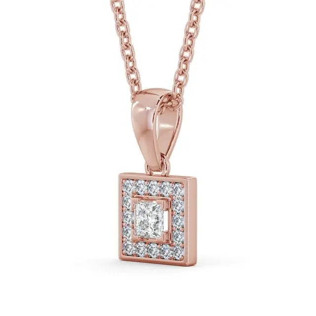 0.70CT Princess Cut Halo Lab Grown Pendant  customdiamjewel   