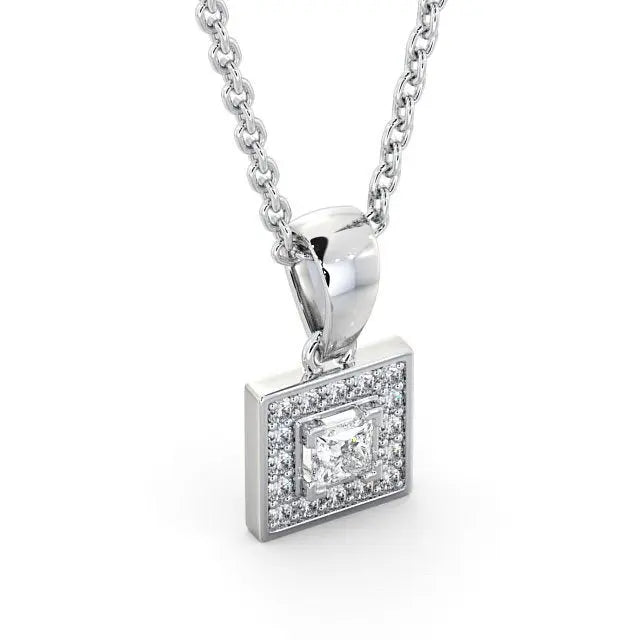 0.70CT Princess Cut Halo Lab Grown Pendant  customdiamjewel   